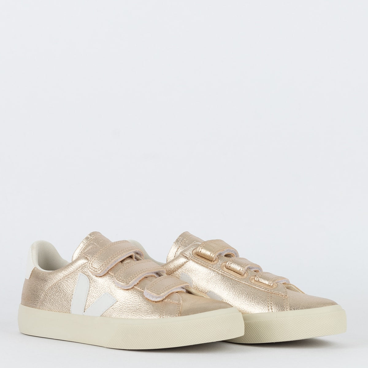Vert Shoes Logo Chromfreies Leder Platin Weiß 