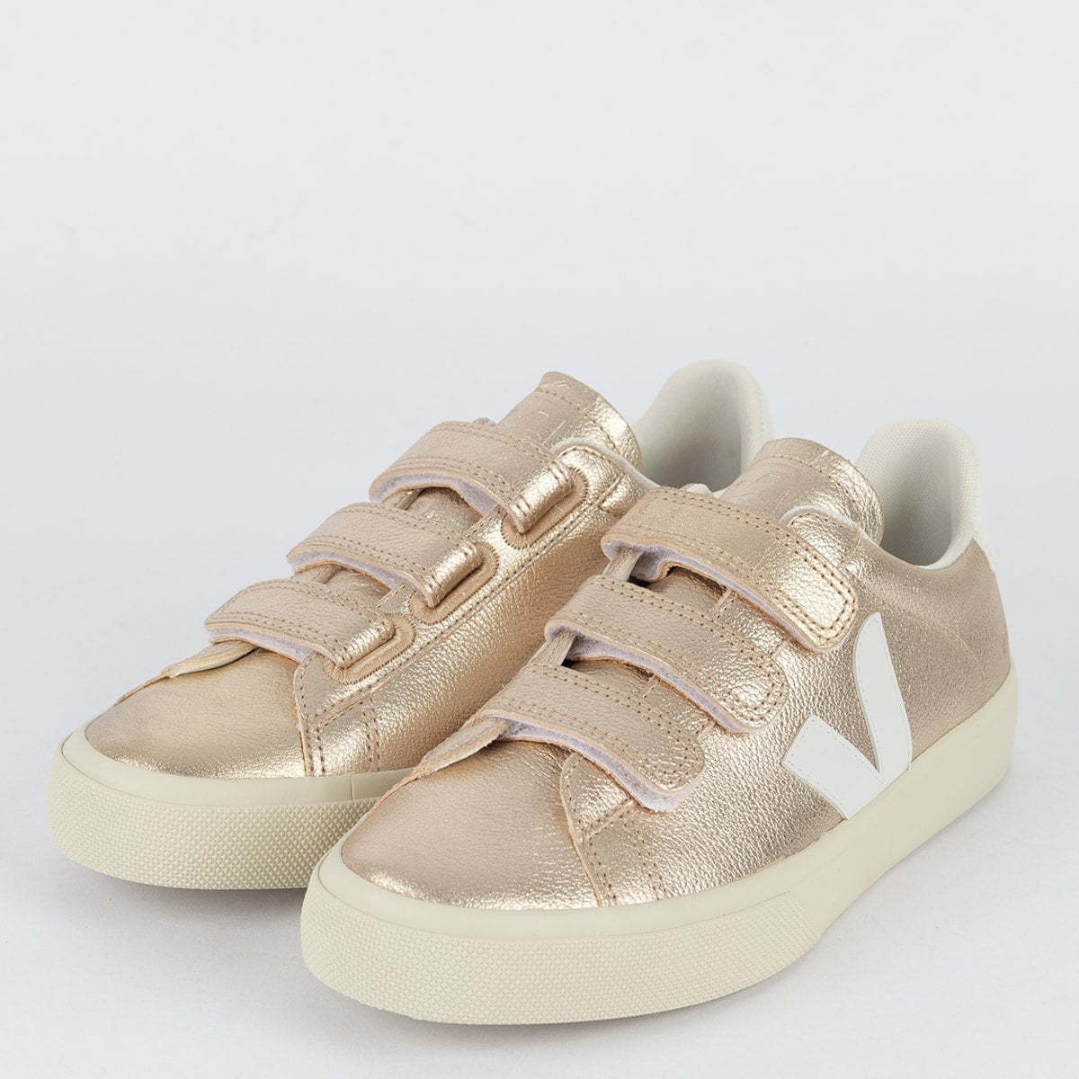 Vert Shoes Logo Chromfreies Leder Platin Weiß 