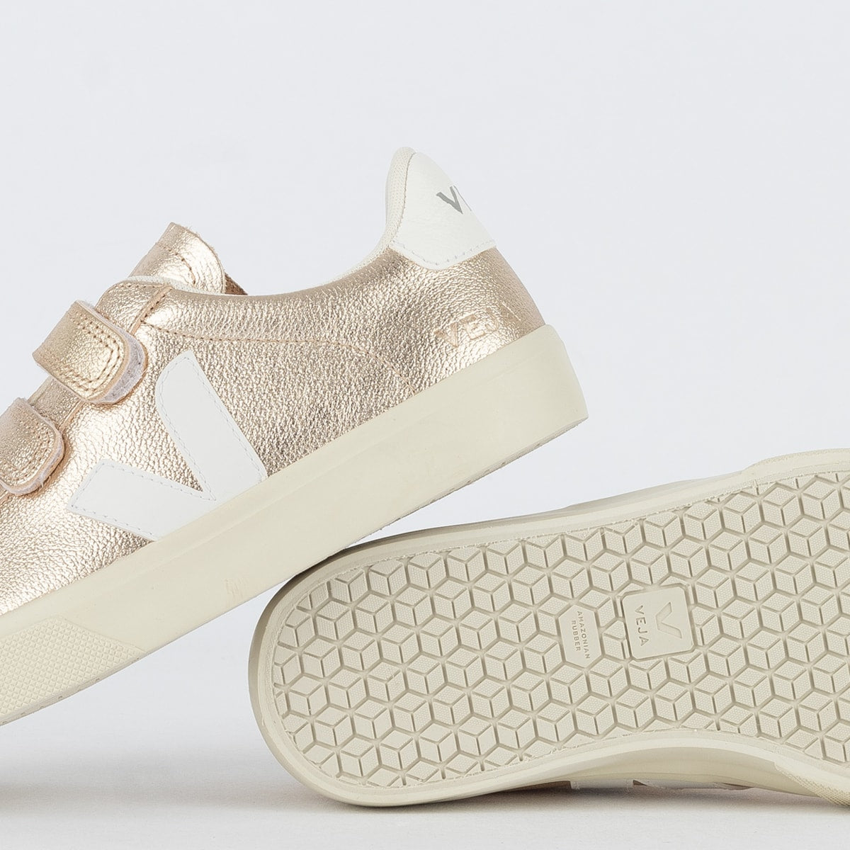 Vert Shoes Logo Chromfreies Leder Platin Weiß 