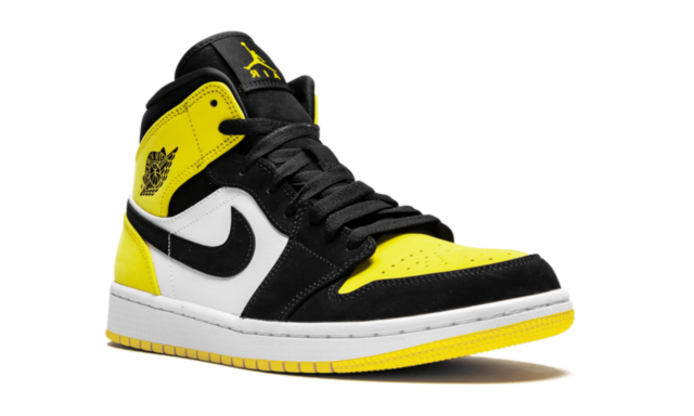 Jordan 1 Mid Gelbe Zehenpartie Schwarz 