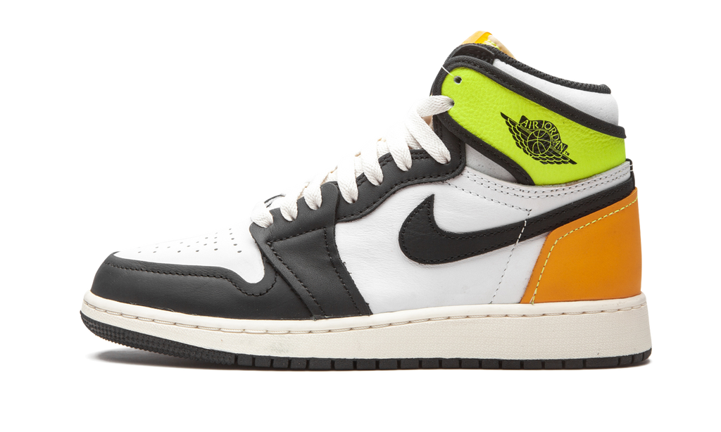 Jordan 1 Retro High Weiß Schwarz Volt University Gold