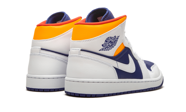 Jordan 1 Mid Weiß Laser Orange Tiefes Königsblau