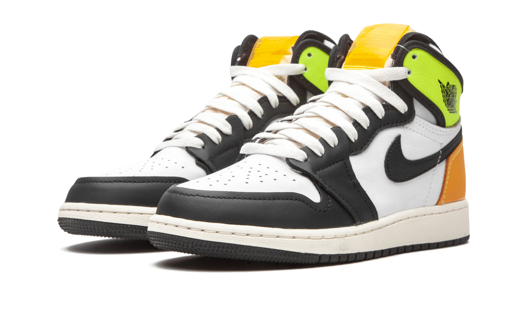 Jordan 1 Retro High Weiß Schwarz Volt University Gold