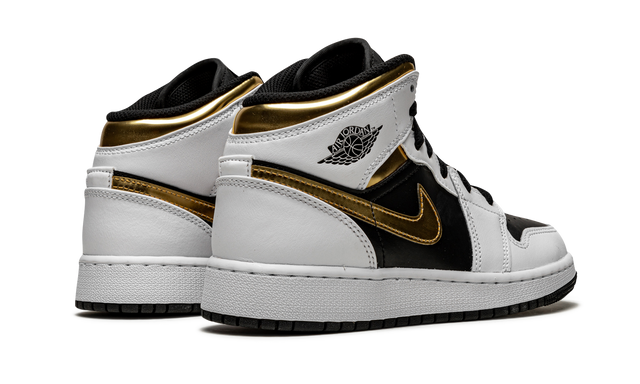 Jordan 1 Mid Weiß Gold Schwarz