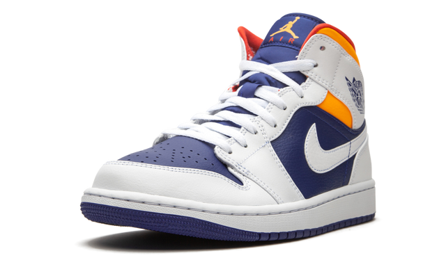 Jordan 1 Mid Weiß Laser Orange Tiefes Königsblau