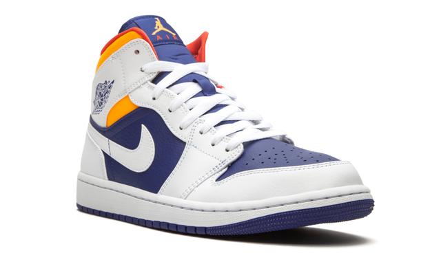 Jordan 1 Mid Weiß Laser Orange Tiefes Königsblau