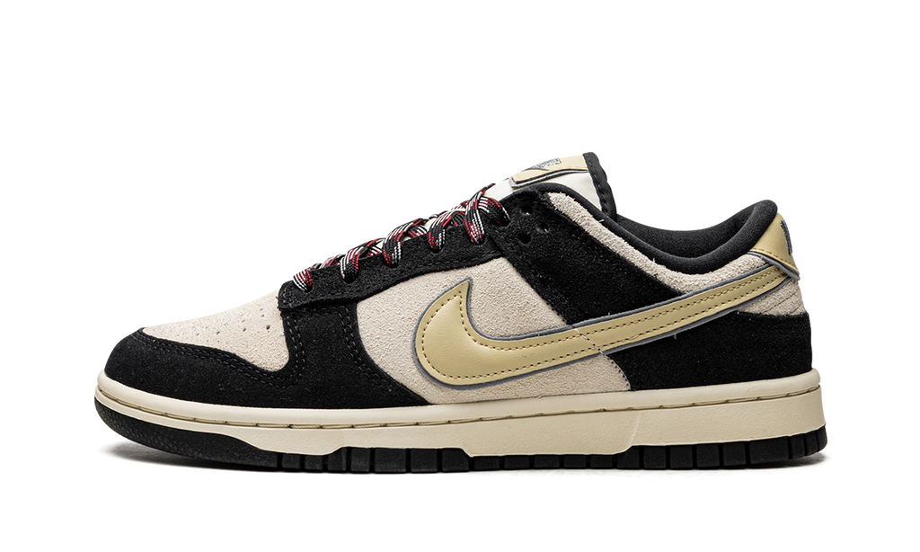 Nike Dunk Low LX Schwarzes Wildleder Team Gold