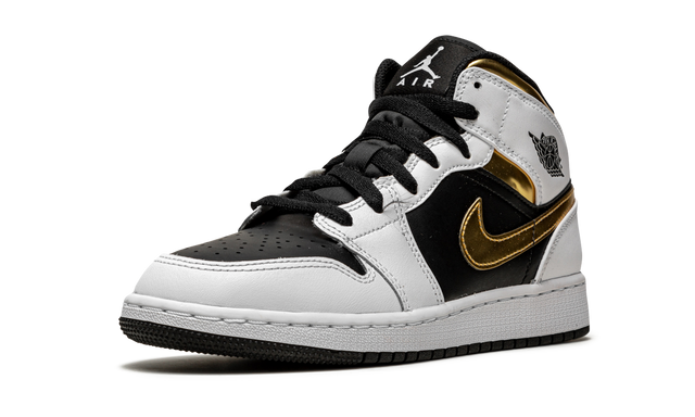Jordan 1 Mid Weiß Gold Schwarz