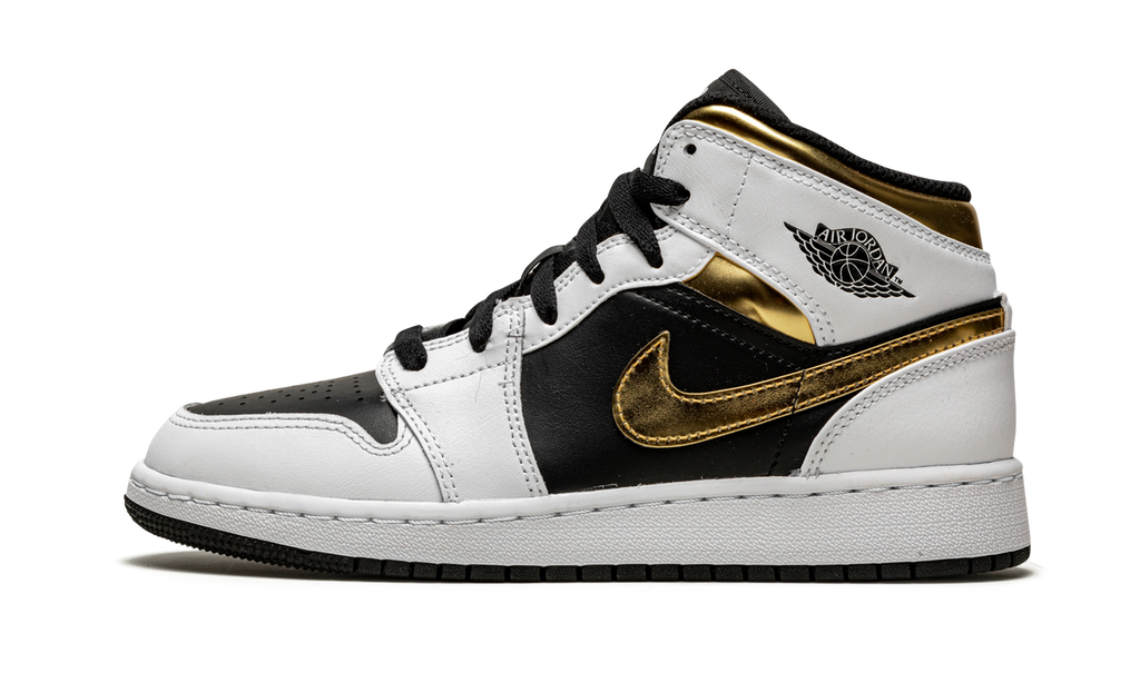 Jordan 1 Mid Weiß Gold Schwarz
