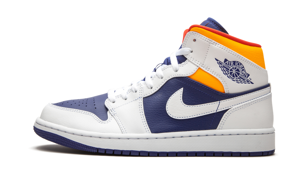 Jordan 1 Mid Weiß Laser Orange Tiefes Königsblau